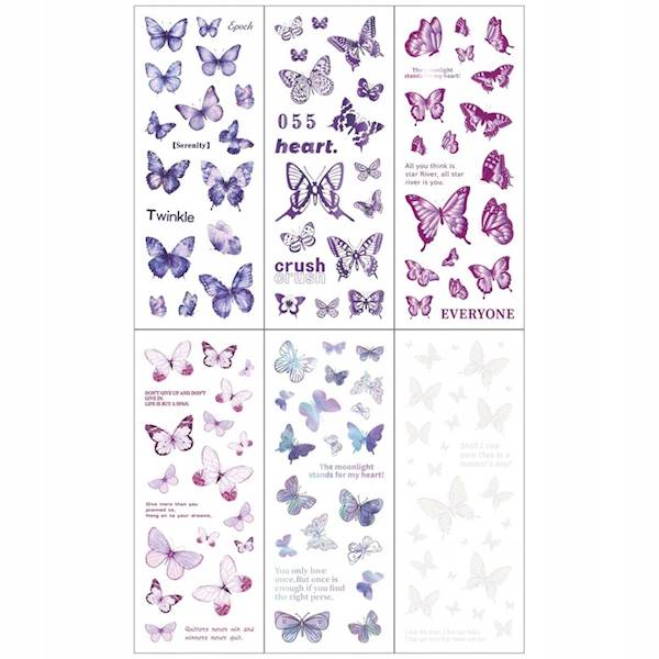 Naklejki foliowe Titanum 6 p. motyle mix kolorów