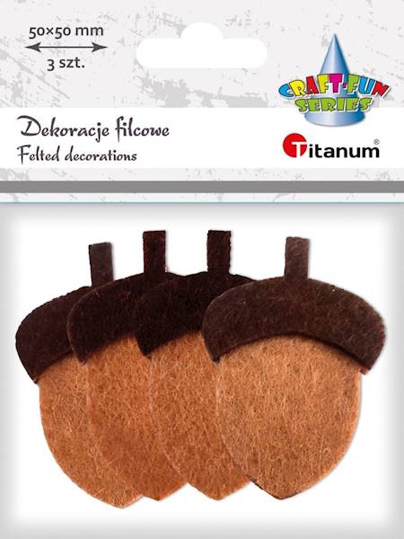 Dekoracje filcowe Titanum 4 szt. żołędzie