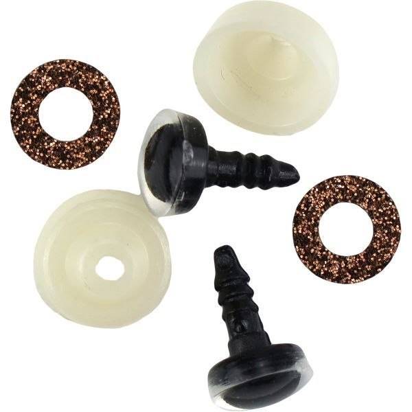 Plastikowe oczy do maskotek 8 szt. brązowe