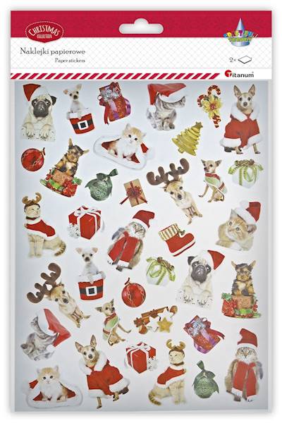 Naklejki papierowe Titanum psy i koty świąteczne
