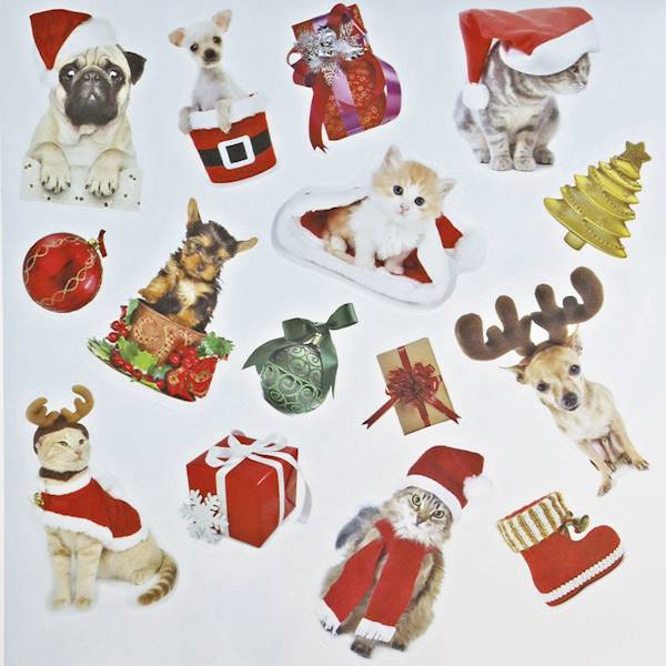Naklejki papierowe Titanum psy i koty świąteczne
