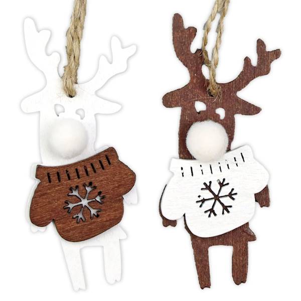 Dekoracje drewniane Titanum 6 szt. renifery