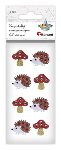 Kryształki samoprzylepne Titanum 8 szt grzyby jeże