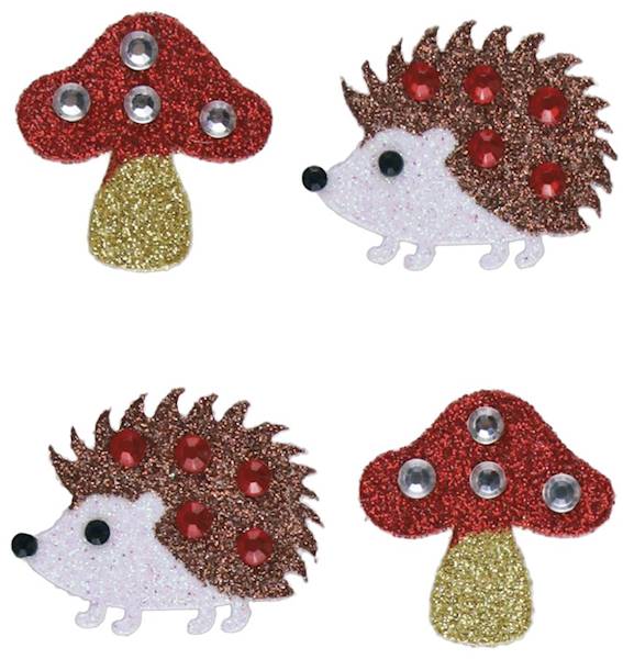 Kryształki samoprzylepne Titanum 8 szt grzyby jeże