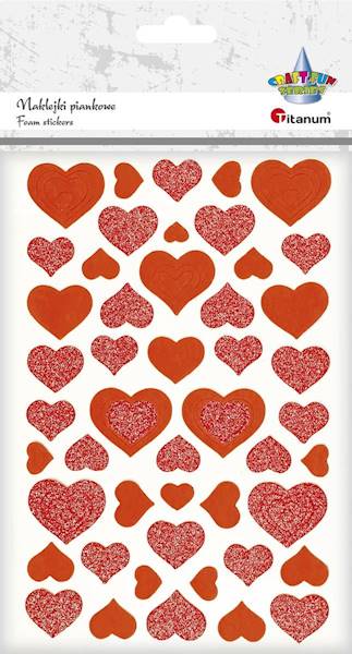 Naklejki piankowe Titanum serca mix wzorów czerwon
