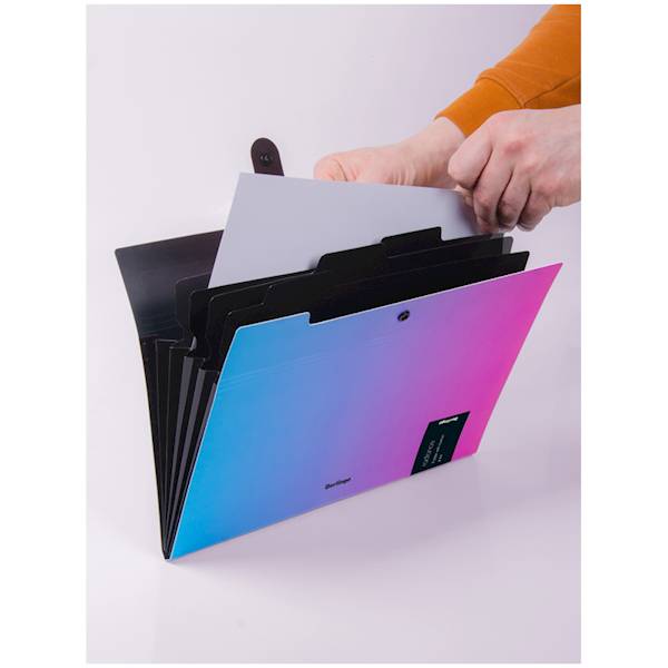 Teczka z 5 przegródkami A4 Berlingo nieb.-róż.