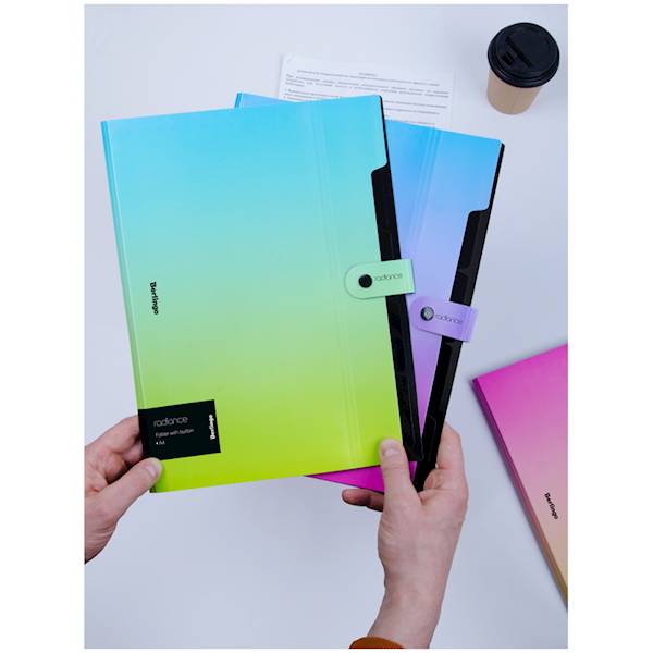 Teczka z 5 przegródkami A4 Berlingo nieb.-ziel.