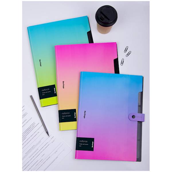 Teczka z 5 przegródkami A4 Berlingo nieb.-ziel.