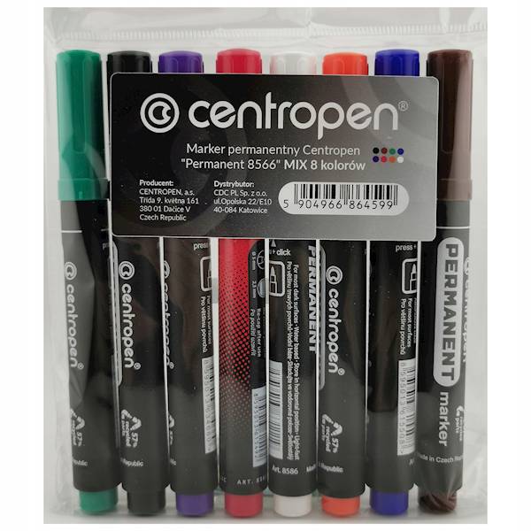 Markery permanentne Centropen mix 8 kolorów