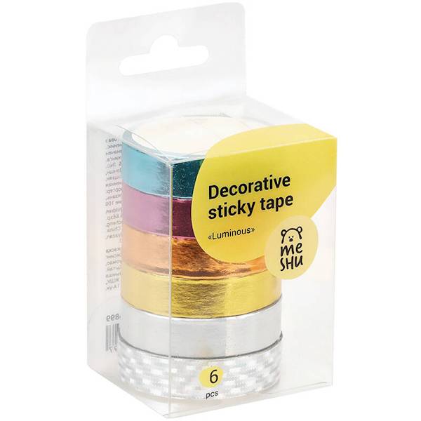 Taśmy dekoracyjne MESHU "Luminous" 1cm x 3m, 6 szt