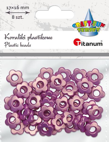 Koraliki plastikowe Titanum 8 szt. kwiatki b. róż