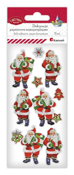 Dekoracje pap. samop. Titanum 11 szt. Mikołaje