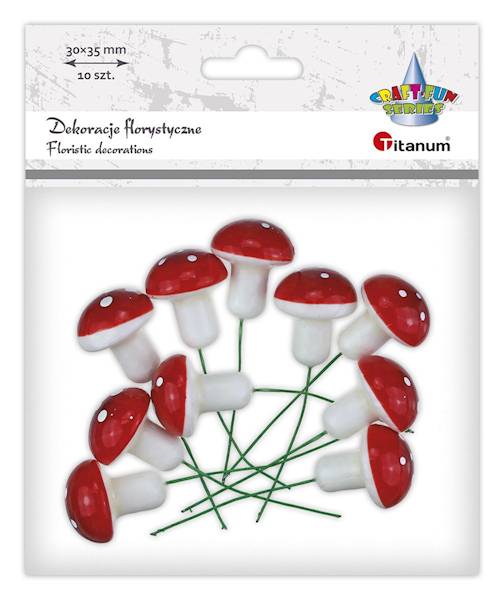 Dekoracje florystyczne Titanum 10 szt. muchomory 