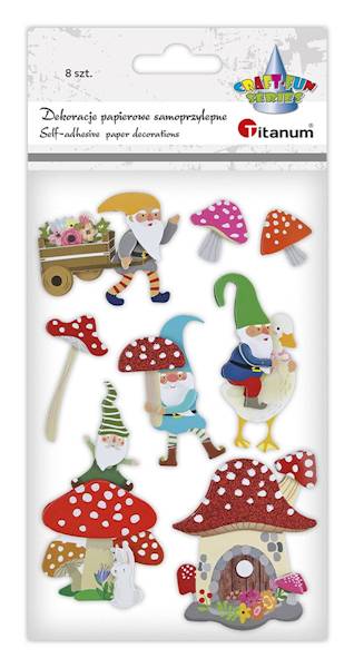 Dekoracje pap. samop. Titanum 8szt. krasnale