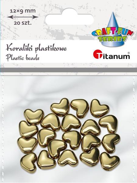 Koraliki plastikowe Titanum 20 szt. serca złote