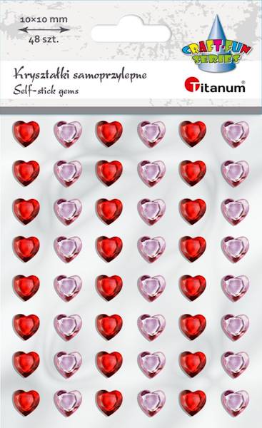 Kryształki samoprzylepne Titanum 48 szt. serca