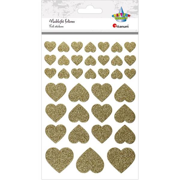 Naklejki foliowe Titanum 36 szt. serca złote
