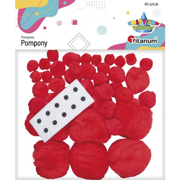 Pompony akrylowe Titanum 45 szt. czerwone