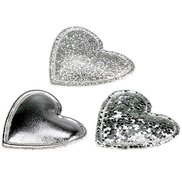 Dekoracje materiałowe Titanum 12szt. serca srebrne