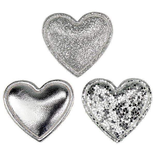 Dekoracje materiałowe Titanum 12szt. serca srebrne