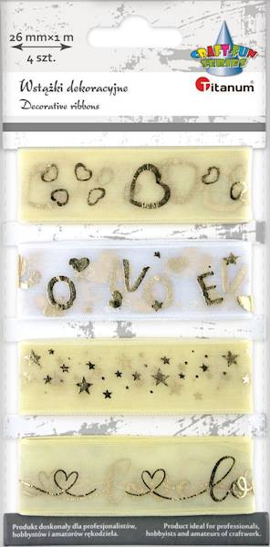 Wstążki dekoracyjne Titanum 4 szt. 4 wzory Love