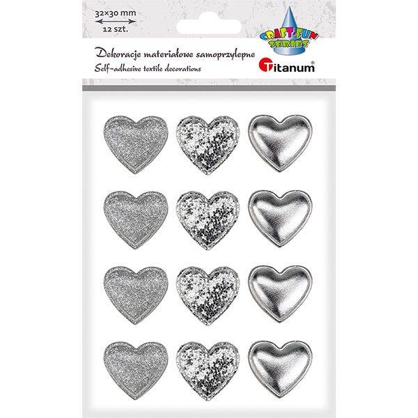 Dekoracje mat. samop. Titanum A'12 serca srebrne