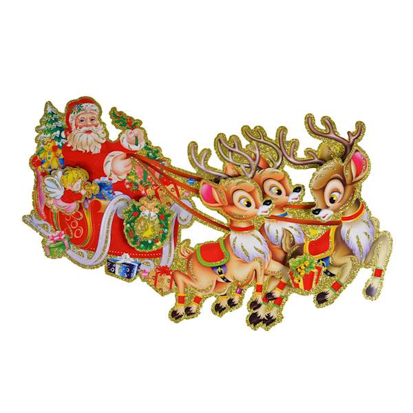 Dekoracja papierowa Arpex Mikołaj z reniferem