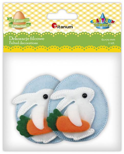 Dekoracje filcowe Titanum 2 szt. jajko z królikiem