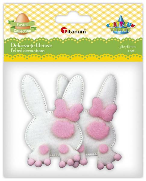 Dekoracje filcowe Titanum 2 szt. królik z kokardą
