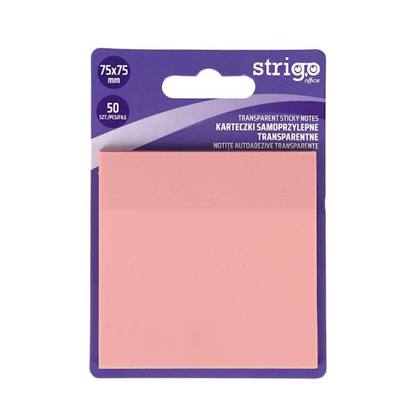 Karteczki samop. transparentne Strigo j. różowy
