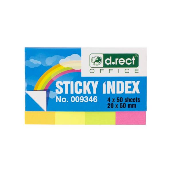 Zakładki indeks. papierowe D.RECT 20x50mm 4x50szt.