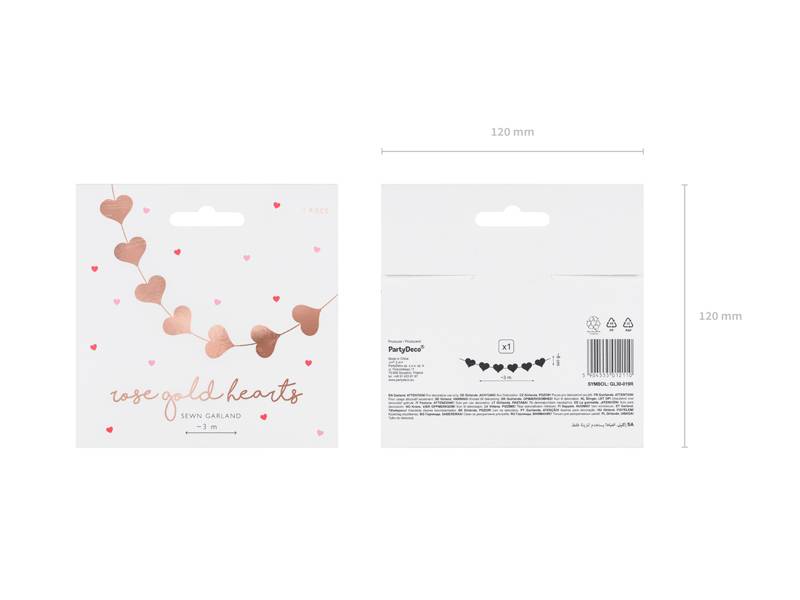 Girlanda Serca, różowe złoto, 3,5 m