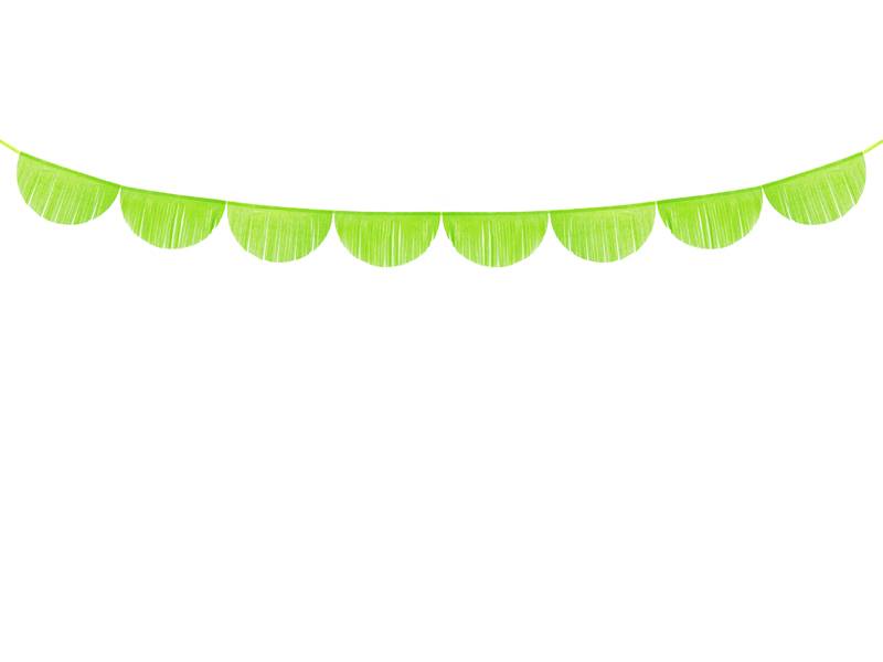 Girlanda bibułowa Frędzle, zielone jabłuszko, 3m