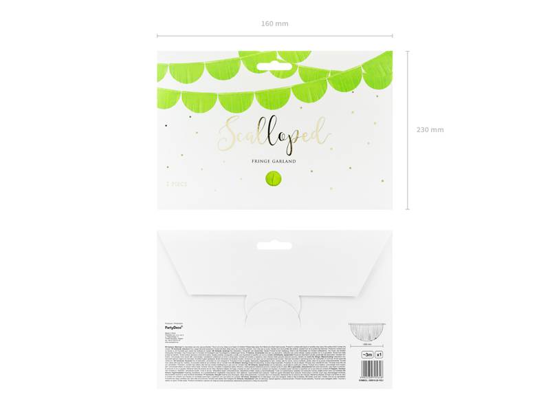 Girlanda bibułowa Frędzle, zielone jabłuszko, 3m