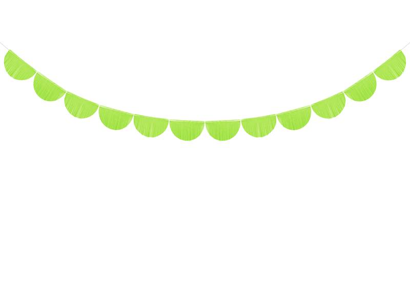 Girlanda bibułowa Frędzle, zielone jabłuszko, 3m