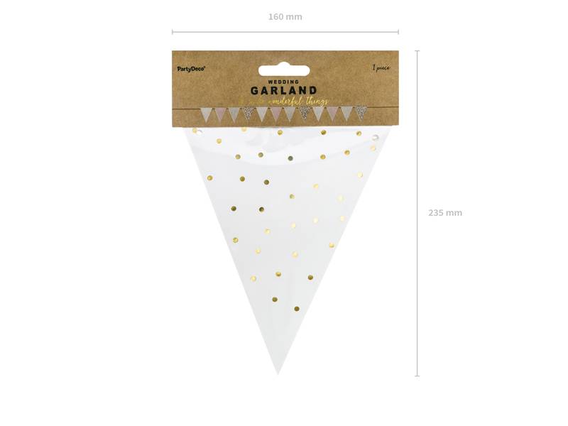 Girlanda flagietki mix kolorów ze złotym nadrukiem