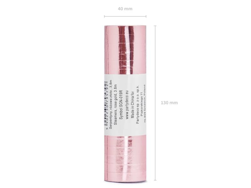 Serpentyny, różowe złoto, 3,8m 18 szt