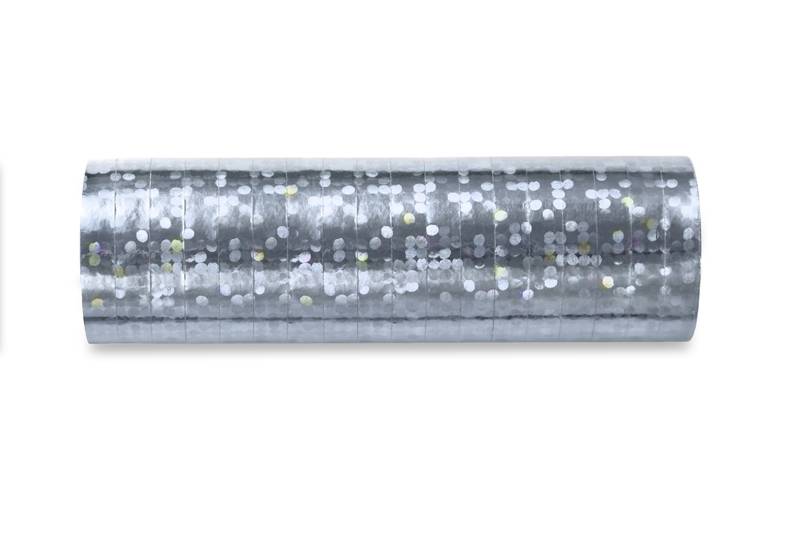 Serpentyny holograficzne srebrne 3,8 m 18 szt