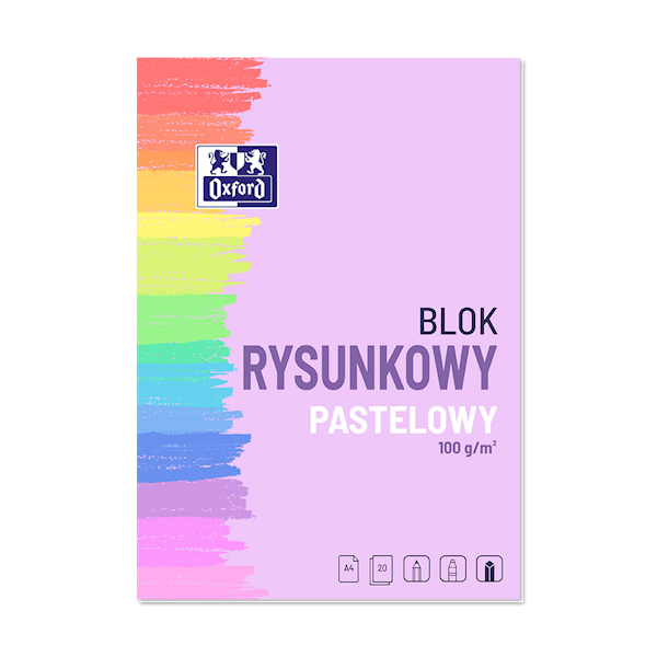 Blok rysunkowy OXFORD A4 100g kolorowy pastel