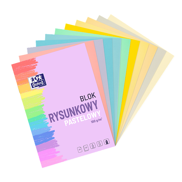Blok rysunkowy OXFORD A4 100g kolorowy pastel