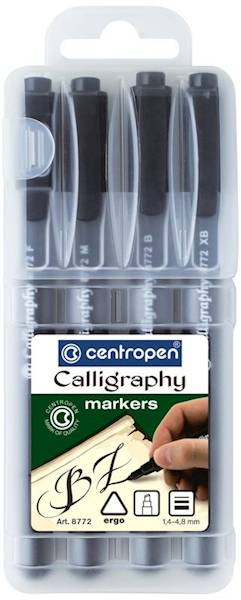 Markery do kaligrafii Centropen 4 szt czarne