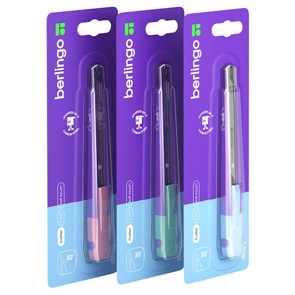 Nóż biurowy Berlingo Envy 9 mm z blokadą mix kolor