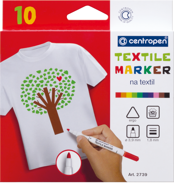 Markery do tkanin Centropen 10 szt Textile 2739 mi