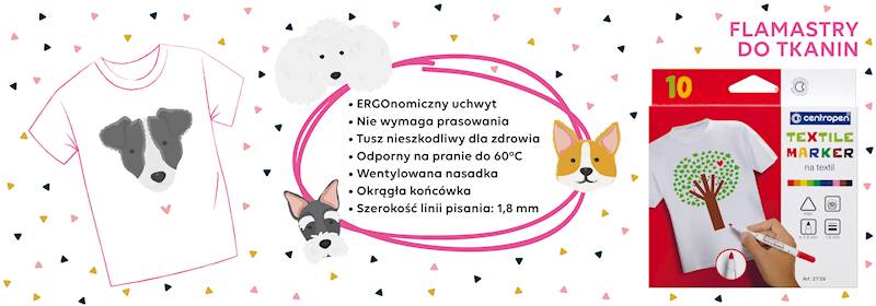 Markery do tkanin Centropen 10 szt Textile 2739 mi