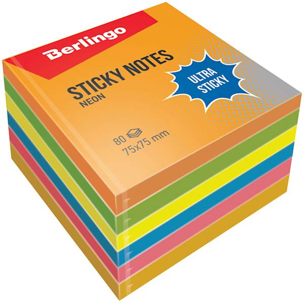 Bloczek samop. Berlingo 75x75mm 480k neon