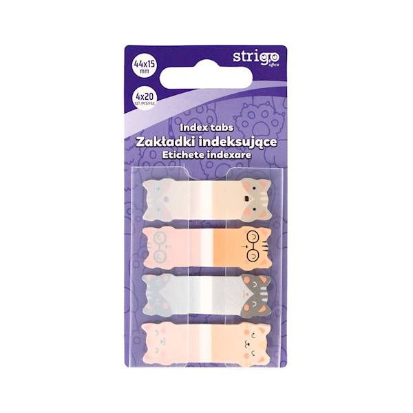 Zakładki indeksujące Strigo 4x20k Kotki