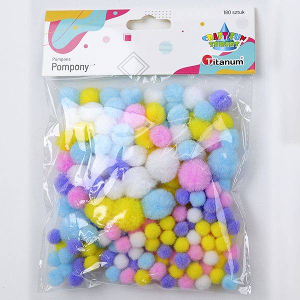 Pompony poliestrowe Titanum 180 sztuk mix