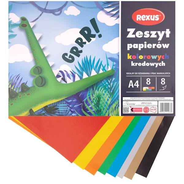 Zeszyt papierów kolorowych kredowych A4 Rexus
