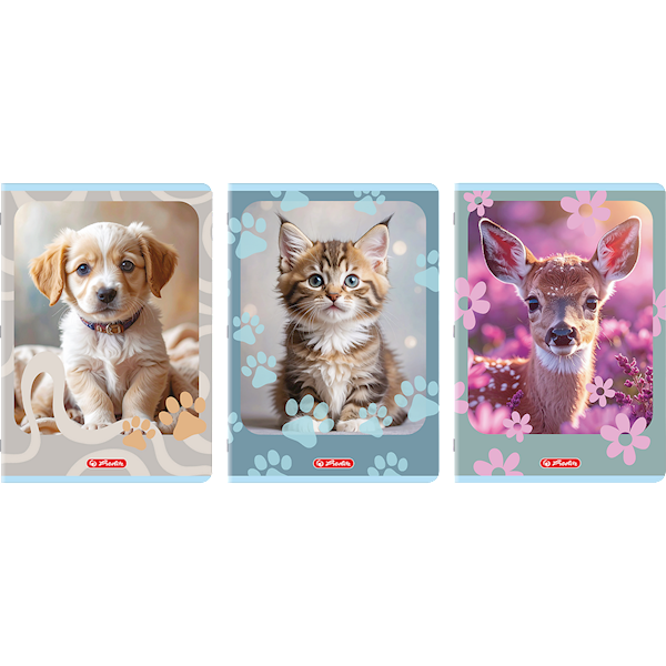 Zeszyt A4/32k linia podwójna kol. Herlitz Animals