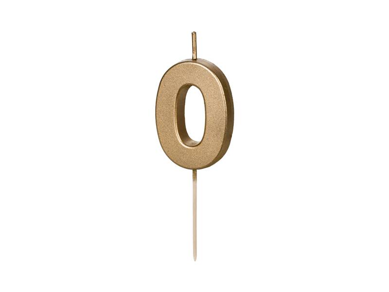 Świeczka urodzinowa Partydeco złota "0"
